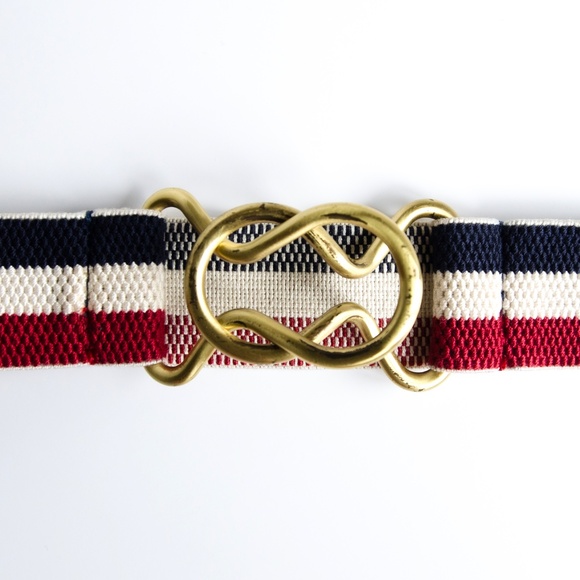 Rare Chloé SS 2010 Elastic Stripe Belt — Brass Knot Buckle / Phoebe Philo Era main image 4